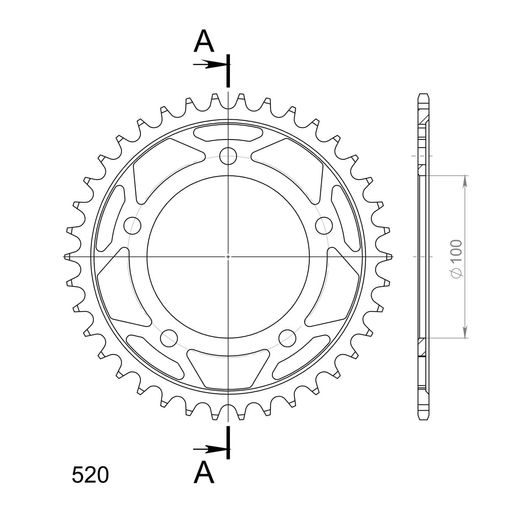 ŘETĚZOVÁ ROZETA SUPERSPROX RFE-744:38-BLK ČERNÝ 38 ZUBŮ, 525
