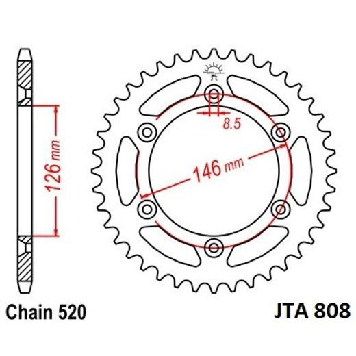 HLINÍKOVÁ ŘETĚZOVÁ ROZETA JT JTA 808-47 47 ZUBŮ, 520