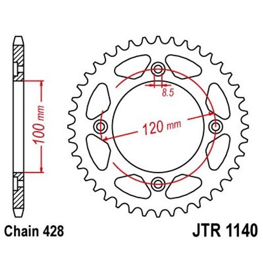 ŘETĚZOVÁ ROZETA JT JTR 1140-56 56 ZUBŮ, 428