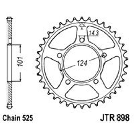 ŘETĚZOVÁ SADA EK - ZLATÝ ŘETĚZ 525 ZVX, X-KROUŽEK, KOLEČKO JT POGUMOVANÉ, ROZETA JT PRO KTM SUPERDUKE 990 / R 2005-2012