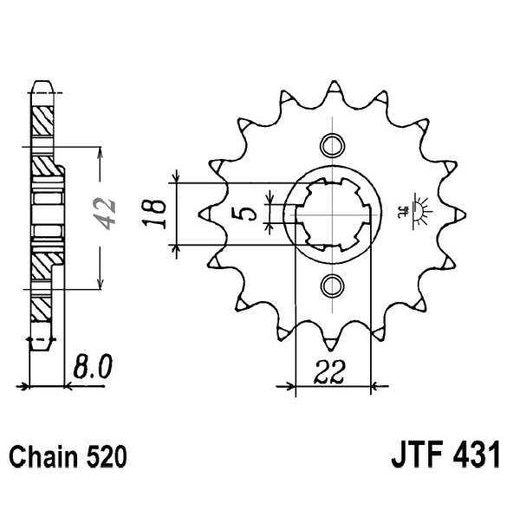 ŘETĚZOVÉ KOLEČKO JT JTF 435-15 15 ZUBŮ, 530