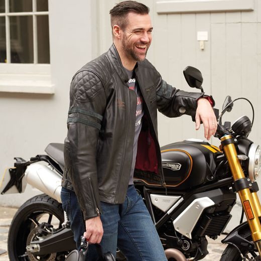 PÁNSKÁ KOŽENÁ BUNDA RST IOM TT HILLBERRY CE 3157 - ČERNÁ