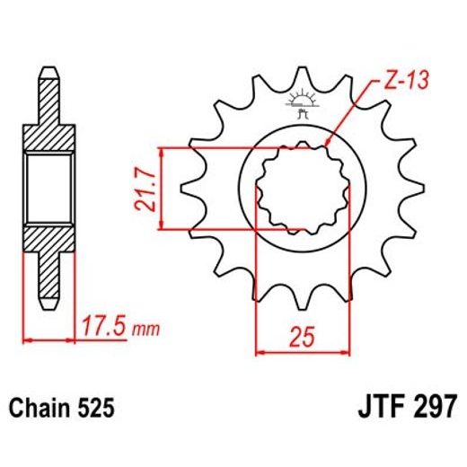 ŘETĚZOVÉ KOLEČKO JT JTF 297-16 16 ZUBŮ, 525