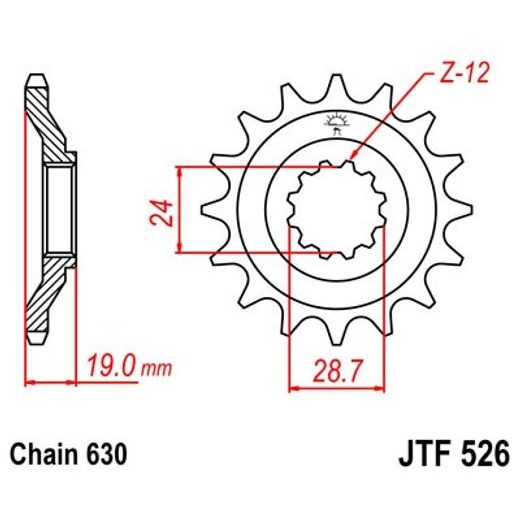 ŘETĚZOVÉ KOLEČKO JT JTF 526-15 15 ZUBŮ, 630