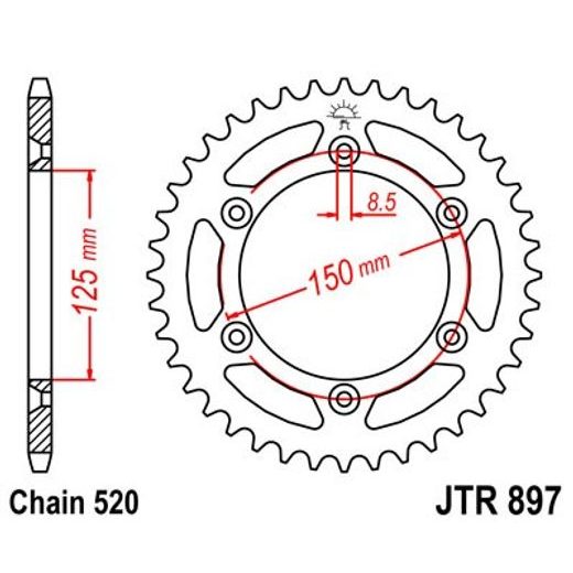 ŘETĚZOVÁ ROZETA JT JTR 897-45 45 ZUBŮ, 520