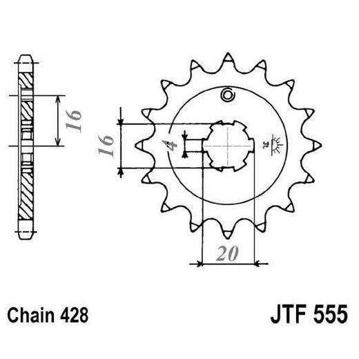 ŘETĚZOVÉ KOLEČKO JT JTF 555-14 14 ZUBŮ, 428