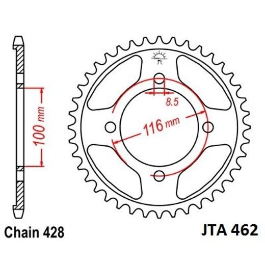 HLINÍKOVÁ ŘETĚZOVÁ ROZETA JT JTA 462-51 51 ZUBŮ, 428