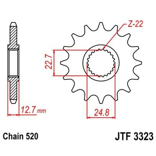 ŘETĚZOVÉ KOLEČKO JT JTF 3323-22 22 ZUBŮ, 520