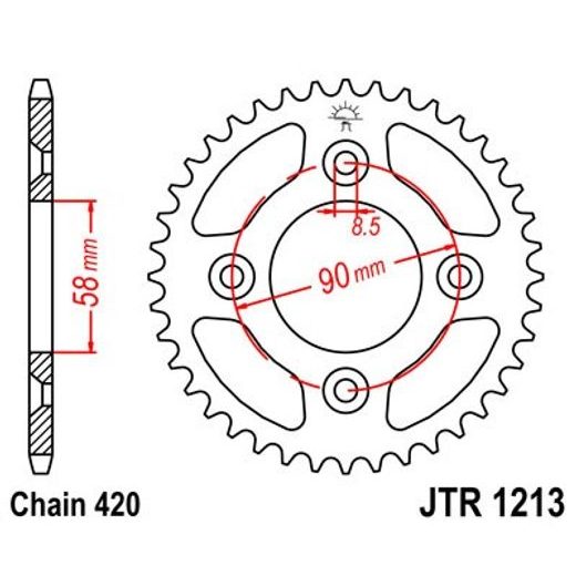 ŘETĚZOVÁ SADA EK - STŘÍBRNÝ ŘETĚZ 420 DEH, NETĚSNĚNÝ, KOLEČKO JT, ROZETA JT PRO HONDA XR 50 R 2003-2004