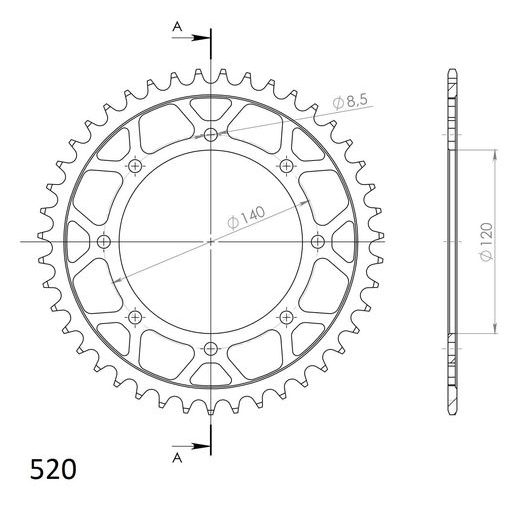 ŘETĚZOVÁ SADA EK - STŘÍBRNÝ ŘETĚZ 520 SRO, O-KROUŽEK, KOLEČKO JT POGUMOVANÉ, ROZETA SUPERSPROX PRO KAWASAKI KLX 650 1993-1996
