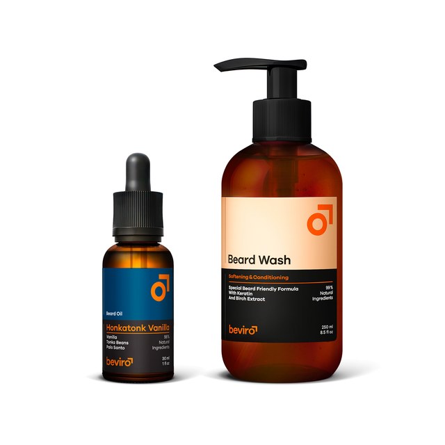 BEVIRO, BEARD OIL & WASH DUO HONKATONK VANILLA - VÝHODNÉ BALENIA