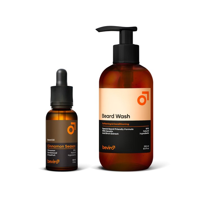 BEVIRO, BEARD OIL & WASH DUO CINNAMON SEASON - VÝHODNÉ BALENIA