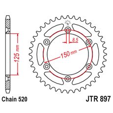 Řetězová rozeta JT JTR 897-48SC 48 zubů, 520 Samočistící, Nízká hmotnost