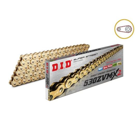 REŤAZOVÁ SADA D.I.D CHAIN - ZLATÝ REŤAZ 530 ZVM-X, X-KRÚŽOK, KOLIESKO JT POGUMOVANÉ, ROZETA JT PRE TRIUMPH TIGER 1050 SPORT 2014-2021
