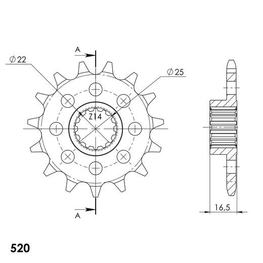 REŤAZOVÉ KOLIEČKO SUPERSPROX CST-4054_520:14 14T, 520