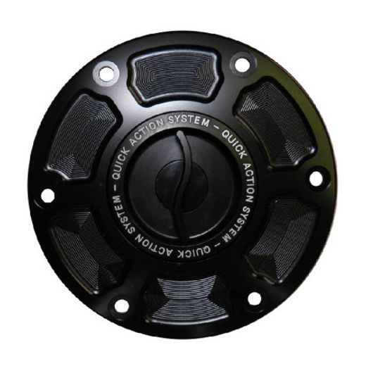FUEL CAP WITH QUICK ACTION SYSTEM ACCOSSATO FC007 IN CNC-WORKED ALUMINIUM ČIERNA