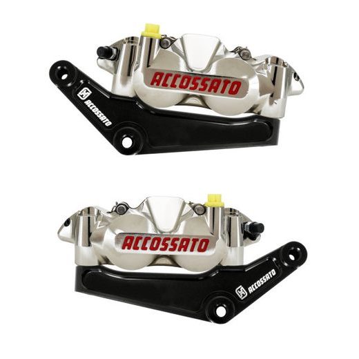 PAIR OF FRONT RADIAL BRAKE CALIPERS + BRAKET ACCOSSATO KITA28 PRE HARLEY DAVIDSON