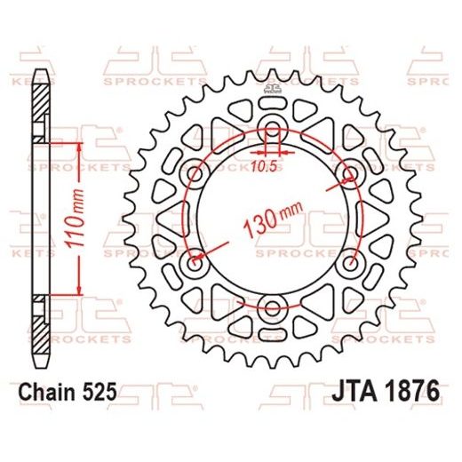 HLINÍKOVÁ REŤAZOVÁ ROZETA JT JTA 1876-47BLK 47T, 525 ČIERNA