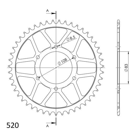 REŤAZOVÁ ROZETA SUPERSPROX RFE-404:47-BLK ČIERNA 47T, 520