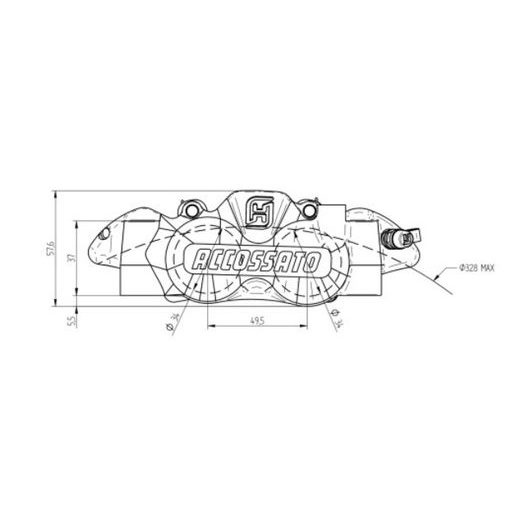 RADIAL BRAKE CALIPER ACCOSSATO CNC-WORKED MONOBLOCK PZ001 108 MM PISTONS IN TITANIUM