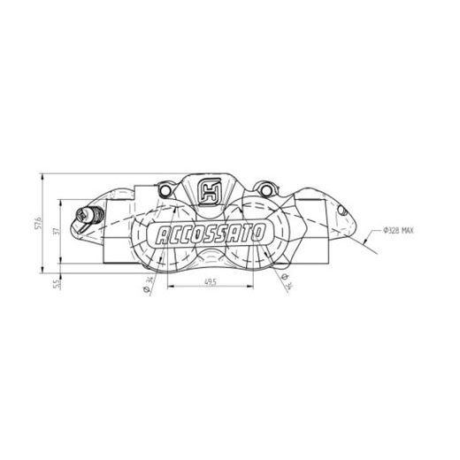 RADIAL BRAKE CALIPER ACCOSSATO CNC-WORKED MONOBLOCK PZ001 108 MM PISTONS IN TITANIUM