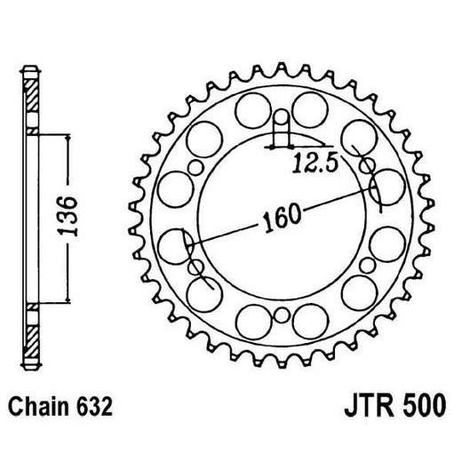 REŤAZOVÁ ROZETA JT JTR 500-40 40 ZUBOV,632