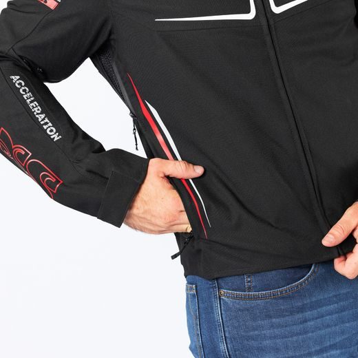 ŠPORTOVÁ BUNDA IXS TS-PRO-ST-PLUS X55060 ČIERNO-ČERVENO-BIELA XL