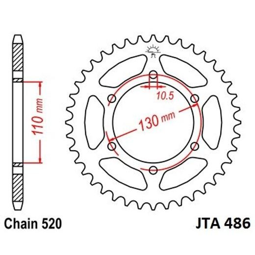 HLINÍKOVÁ REŤAZOVÁ ROZETA JT JTA 486-50 50T, 520