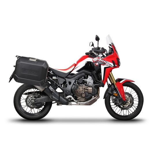 KOMPLETNÁ SADA BOČNÝCH ČIERNYCH HLINÍKOVÝCH KUFROV SHAD TERRA BLACK, 36/47 L LITROV, VRÁTANE MONTÁŽNEJ SADY SHAD HONDA CRF 1000 AFRICA TWIN