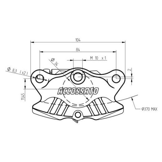 REAR AXIAL BRAKE 2P CALIPER ACCOSSATO PZ016 CNC-MADE WITH 84 MM DISTANCE