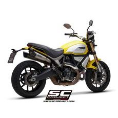 VÝFUKOVÝ SYSTÉM SC PROJECT PRO DUCATI - SCRAMBLER 1100 (2018 - 2019) - PAIR OF S1 MUFFLERS, TITANIUM, WITH CARBON FIBER END CAP