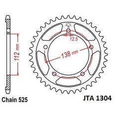 Hliníková řetězová rozeta JT JTA 1304-44 44 zubů, 525