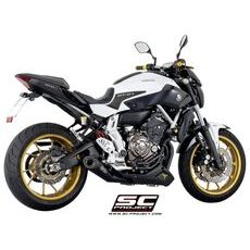 VÝFUKOVÝ SYSTÉM SC PROJECT PRO YAMAHA - MT-07 (2013 - 2016) - FULL EXHAUST SYSTEM 2-1, WITH CONICAL MUFFLER, BRUSHED STAINLESS STEEL, BLACK PAINTED