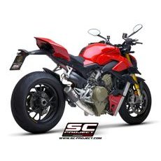 VÝFUKOVÝ SYSTÉM SC PROJECT PRO DUCATI - STREETFIGHTER V4 (2021-2022) - CR-T M2 MUFFLER, CARBON FIBRE, WITH TITANIUM END CAP AND DE-CAT LINK