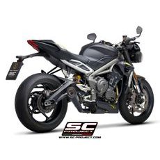 VÝFUKOVÝ SYSTÉM SC PROJECT PRO TRIUMPH - STREET TRIPLE S 660 - A2 (2017 - 2019) - S1 MUFFLER, TITANIUM, MATT BLACK PAINTED, WITH CARBON FIBER END CAP