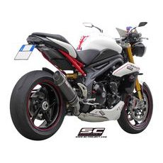 VÝFUKOVÝ SYSTÉM SC PROJECT PRO TRIUMPH - SPEED TRIPLE 1050 (2011 - 2015) - OVAL MUFFLER, LOW POSITION, TITANIUM, WITH CARBON FIBER END CAP