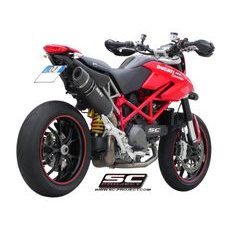 VÝFUKOVÝ SYSTÉM SC PROJECT PRO DUCATI - HYPERMOTARD 1100 (2010 - 2012) - EVO - SP - OVAL MUFFLER, TITANIUM WITH PAIR OF SIDE PANELS AND CARBON FIBER END CAP