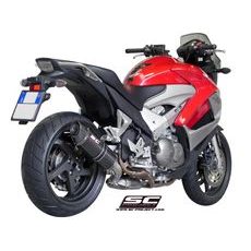 VÝFUKOVÝ SYSTÉM SC PROJECT PRO HONDA - CROSSRUNNER 800 (2010-2014) - OVAL MUFFLER, TITANIUM, WITH CARBON FIBER END CAP