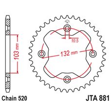 HLINÍKOVÁ ŘETĚZOVÁ ROZETA JT JTA 881-38BLK 38 ZUBŮ, 520 ČERNÁ