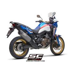 VÝFUKOVÝ SYSTÉM SC PROJECT PRO HONDA - CRF1000L AFRICA TWIN (2016 - 2019) - ADVENTURE - ADVENTURE MUFFLER, TITANIUM, MATT GREY PAINTED, WITH CARBON FIBER END CAP