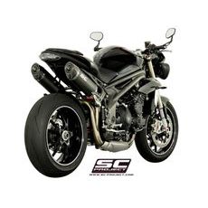 VÝFUKOVÝ SYSTÉM SC PROJECT PRO TRIUMPH - SPEED TRIPLE 1050 (2016 - 2017) - S - R - PAIR OF OVAL MUFFLERS, CARBON FIBER, WITH CARBON FIBER END CAP