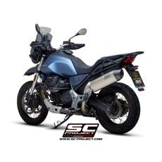 VÝFUKOVÝ SYSTÉM SC PROJECT PRO MOTO GUZZI - V85 TT (2021-2022) - X-PLORER II GT MUFFLER, TITANIUM, WITH CARBON FIBER END CAP