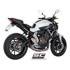 VÝFUKOVÝ SYSTÉM SC PROJECT PRO YAMAHA - MT-07 (2013 - 2016) - FULL EXHAUST SYSTEM 2-1, WITH CONICAL MUFFLER, BRUSHED STAINLESS STEEL, WITH CARBON FIBER END CAP