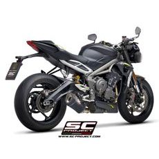 VÝFUKOVÝ SYSTÉM SC PROJECT PRO TRIUMPH - STREET TRIPLE 765 S - R - RS (2020-2022) - SC1-R MUFFLER, TITANIUM, MATT BLACK PAINTED, WITH CARBON FIBER END CAP