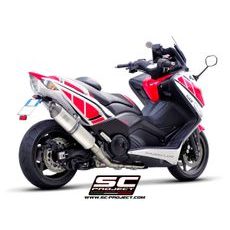 Výfukový systém SC PROJECT pro YAMAHA - TMAX 530 (2012 - 2016) - Full Exhaust System 2-1, with Oval Muffler, Titanium, with Carbon fiber end cap