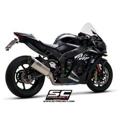 VÝFUKOVÝ SYSTÉM SC PROJECT PRO KAWASAKI - NINJA ZX-10R - RR (2016 - 2020) - SC1-R MUFFLER, TITANIUM, WITH CARBON FIBER END CAP, WITH DE-CAT LINK PIPE