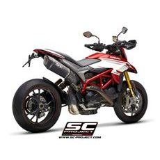 VÝFUKOVÝ SYSTÉM SC PROJECT PRO DUCATI - HYPERMOTARD 939 (2016 - 2018) - SP - SC1-R MUFFLER, HIGH POSITION, CARBON FIBER, WITH 2-1 LINK FOR VALVE REMOVAL