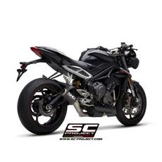 VÝFUKOVÝ SYSTÉM SC PROJECT PRO TRIUMPH - STREET TRIPLE 765 S - R - RS (2020-2022) - FULL EXHAUST SYSTEM 3-1, TITANIUM, WITH CARBON CR-T MUFFLER