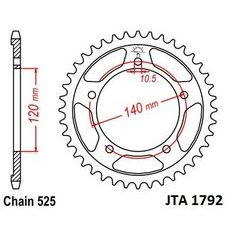 Hliníková řetězová rozeta JT JTA 1792-42BLK 42 zubů, 525 černá