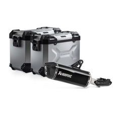 SW MOTECH TRAX ADV ALUMINUM CASE SYSTEM AKRAPOVIC SILVER. 45/37 L. BMW R 1250 GS/ADV/RALLY